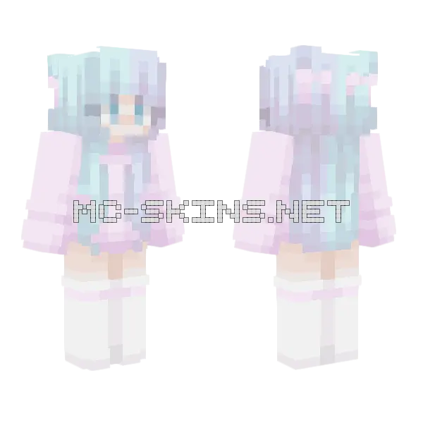 Cotton Candy Girl Minecraft skin, front and back