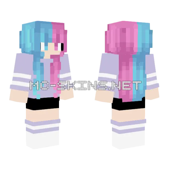 Cotton Candy Girl Minecraft skin, front and back