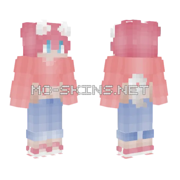 Cotton Candy Neko Minecraft skin, front and back