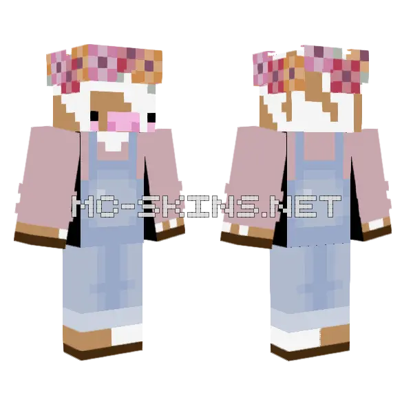 Cow In Dungarees Minecraft skin, front and back