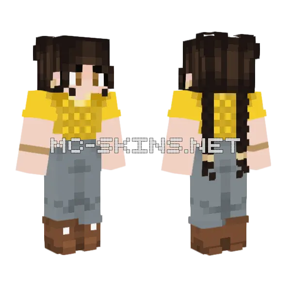 Cozy Braids Girl Minecraft skin, front and back