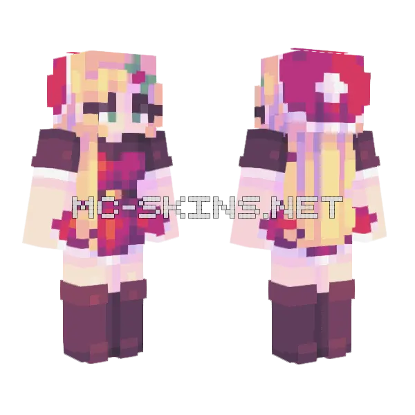 Cozy Fireplace Girl Minecraft skin, front and back