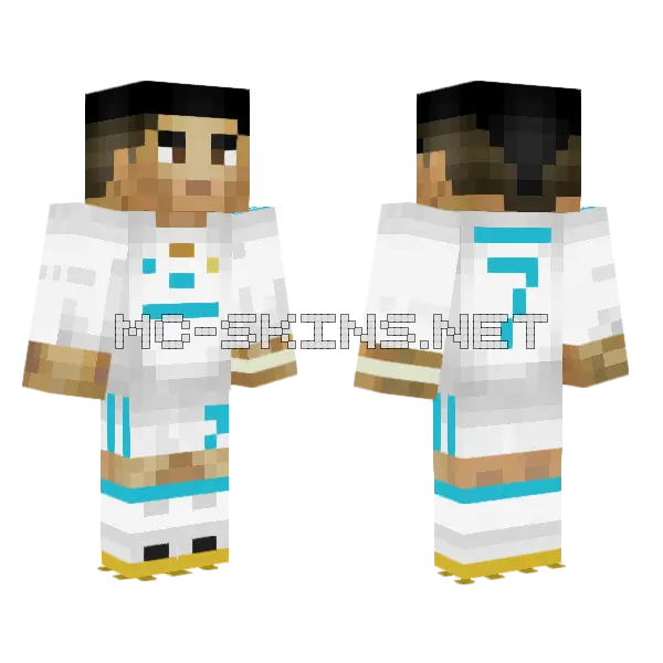 CR7 Real Madrid Minecraft skin, front and back