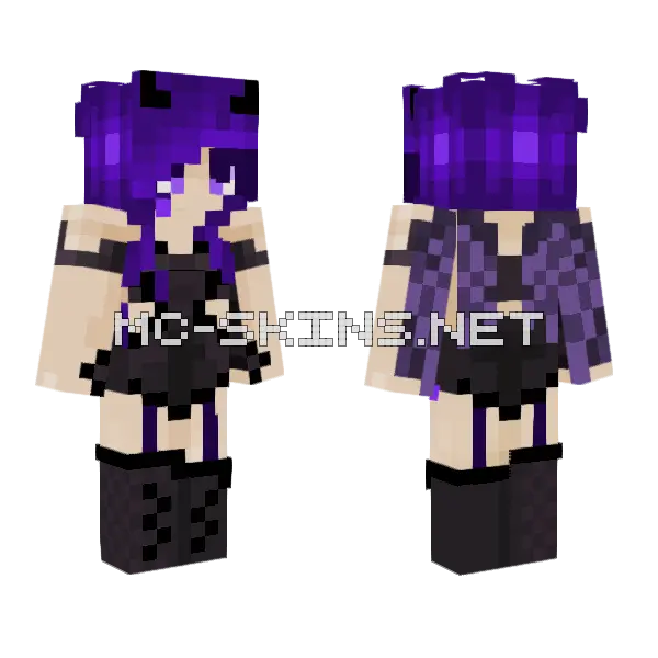 Craizygirl18 Purple Hair Minecraft skin, front and back