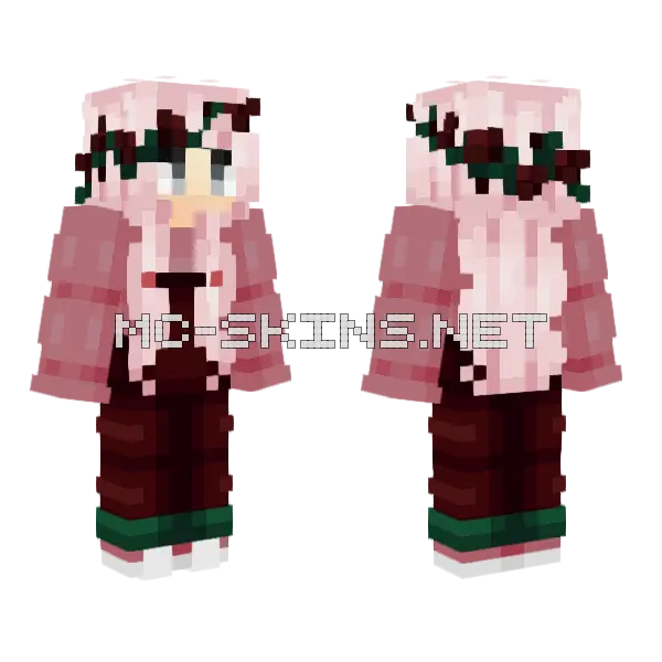 Cranberry Wreath Girl Minecraft skin, front and back