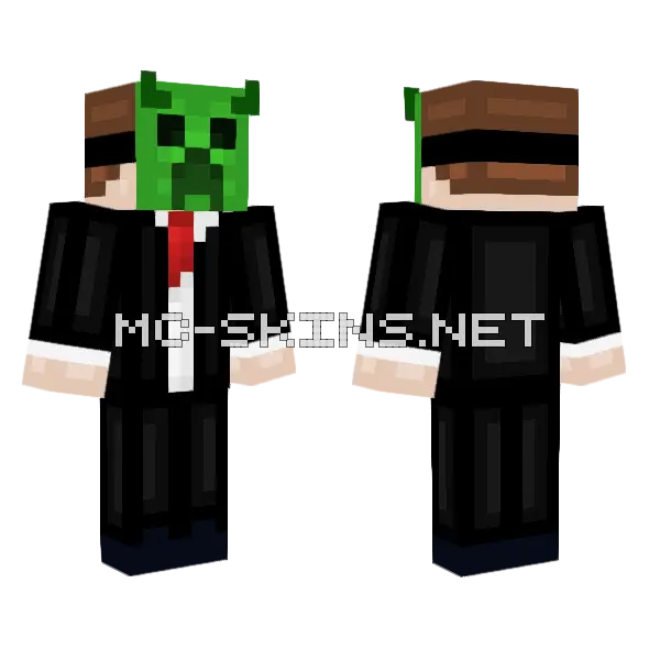 Creeper Devil Mask Man Minecraft skin, front and back