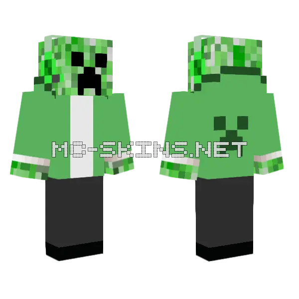 Creeper Gamer Minecraft skin, front and back