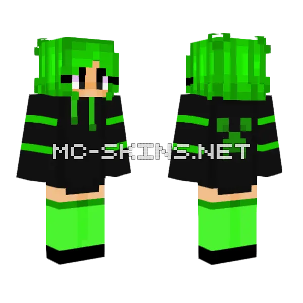 Creeper Girl 2 Minecraft skin, front and back