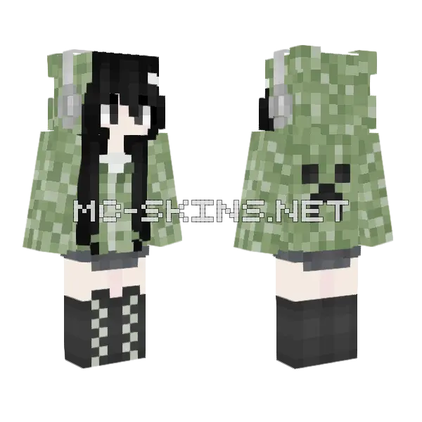 Creeper Girl Minecraft skin, front and back