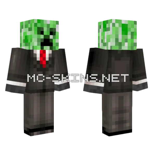Creeper In A Suit Minecraft skin, front and back