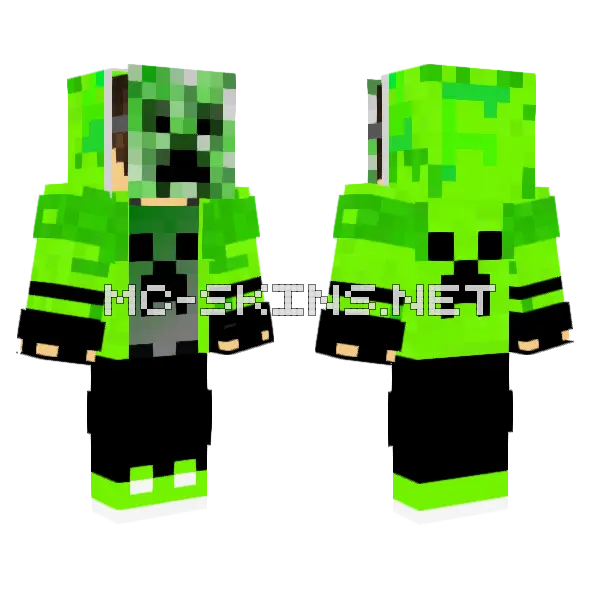 Creeper Mask Boy Minecraft skin, front and back