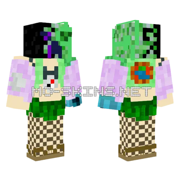 Creeper Stella Tmos S8 Minecraft skin, front and back