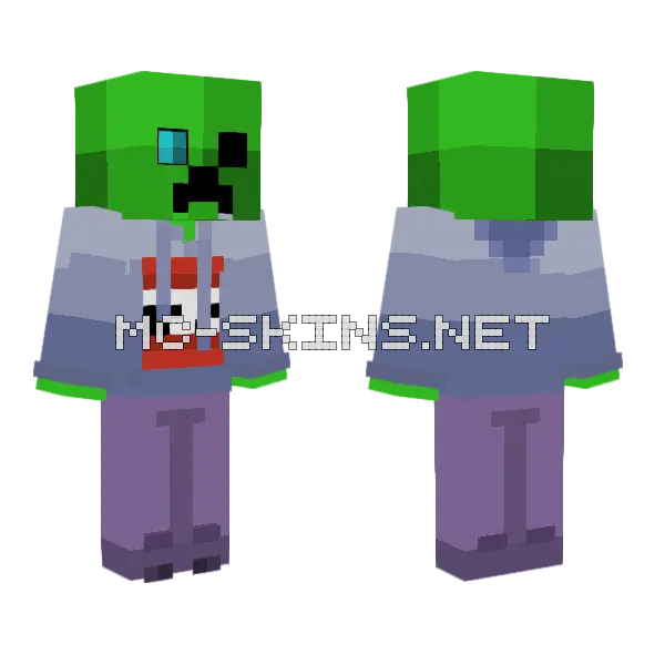 Creeper V2 Minecraft skin, front and back