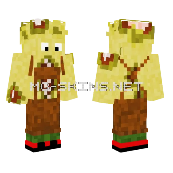 Creepy Cheese Lederhosen Minecraft skin, front and back