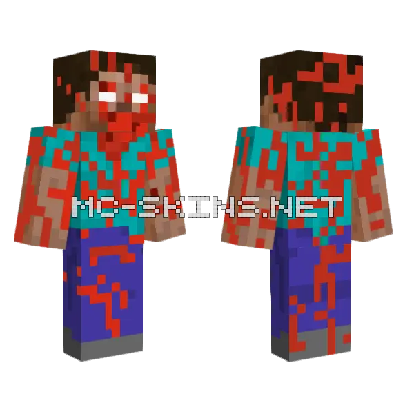 Creepy Steve Minecraft skin, front and back
