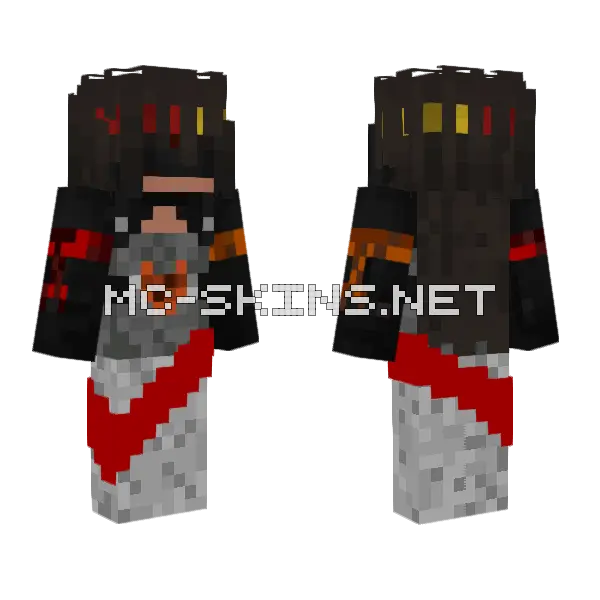 Crimson Hooded Warrior, front and back