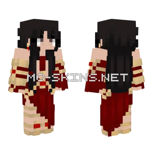 Crimson Samurai Girl Minecraft skin, front and back