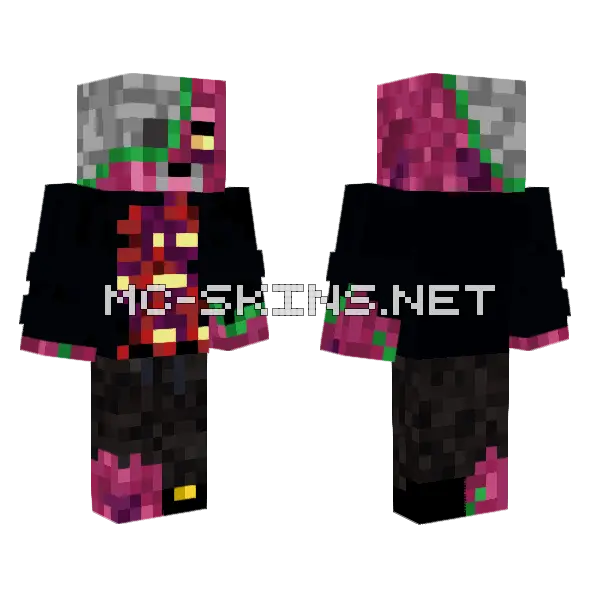 Crimson Undead Eyebrows Minecraft skin, front and back