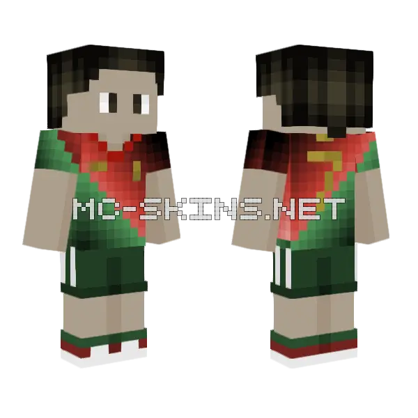 Cristiano Ronaldo Minecraft skin, front and back