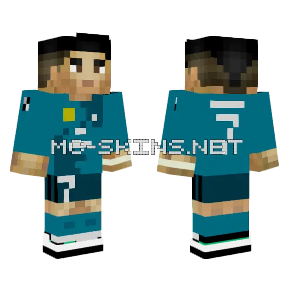 Cristiano Ronaldo Minecraft skin, front and back