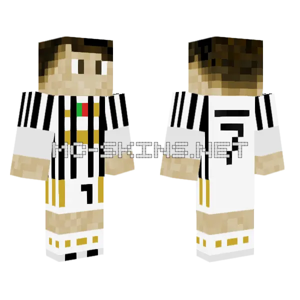 Cristiano Ronaldo Minecraft skin, front and back