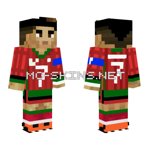 Cristiano Ronaldo Footballer Minecraft skin, front and back