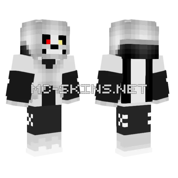 Cross Sans Minecraft skin, front and back