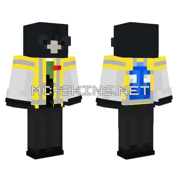 Crow Tardis Worker Minecraft skin, front and back