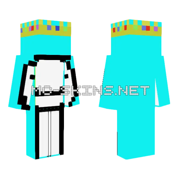 Crown Cyan Dream Minecraft skin, front and back