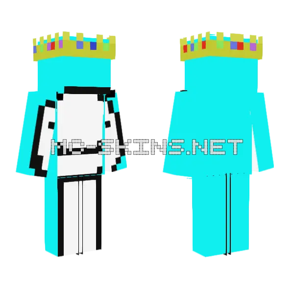 Crown Cyan Dream V2 Minecraft skin, front and back