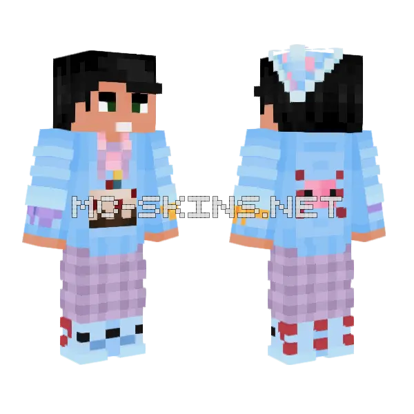Cubfan Aqua Axolotls Minecraft skin, front and back