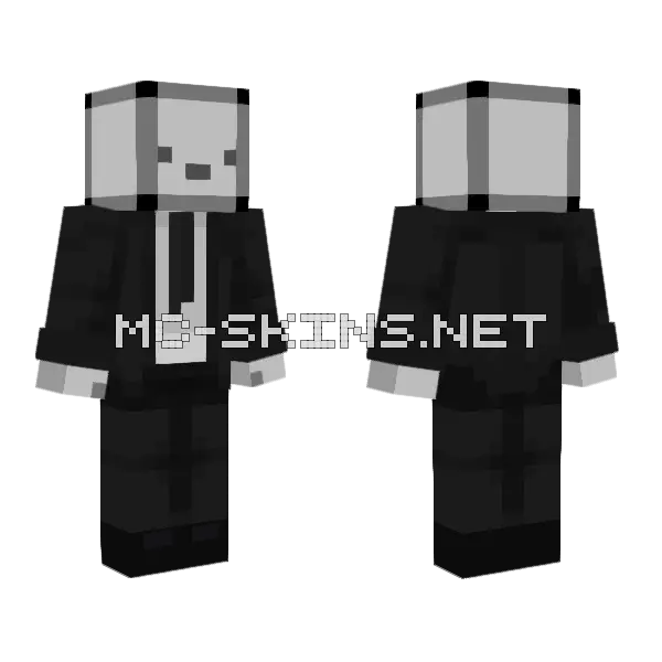 Cubito Gris Xd Minecraft skin, front and back
