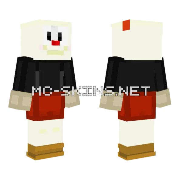 Cuphead 33 Minecraft skin, front and back