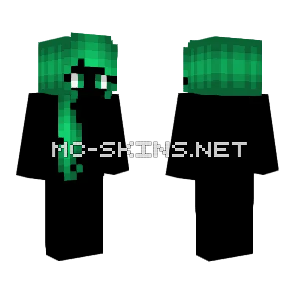 Curly Front Hair Calm Evergreen Minecraft skin, front and back