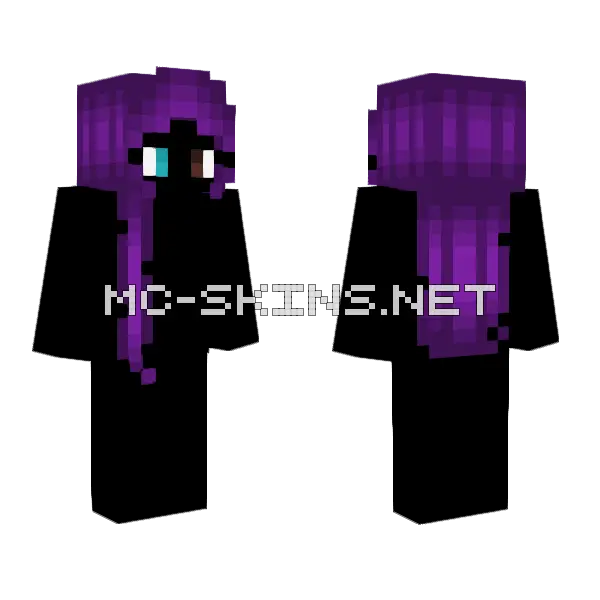 Curly Left Sided Purple Minecraft skin, front and back