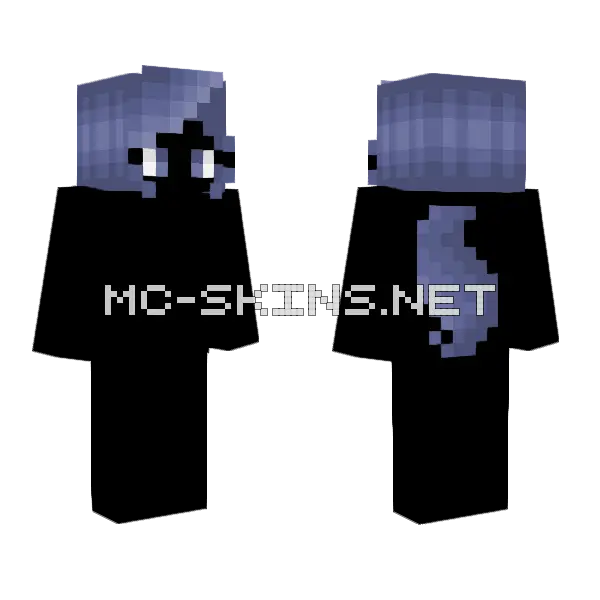 Curly Ponytail Dark Pastel Blue Minecraft skin, front and back