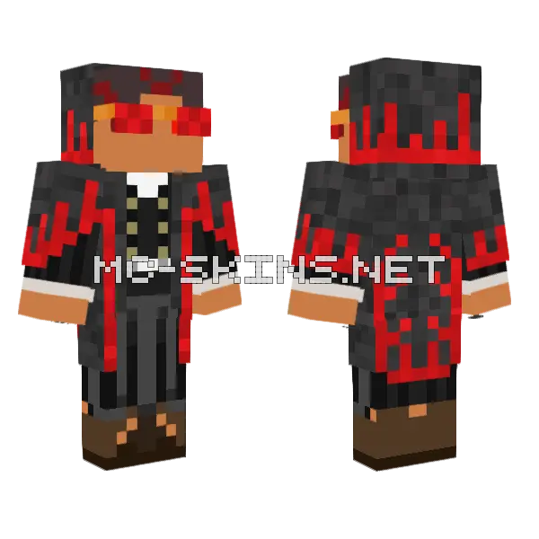 Custom Flame Hashira Minecraft skin, front and back