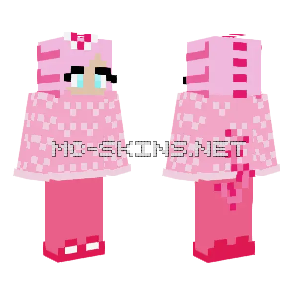 Cute Axolotl Minecraft skin, front and back