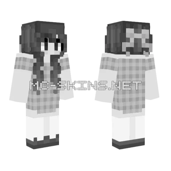 Cute Black And White Girl Minecraft skin, front and back