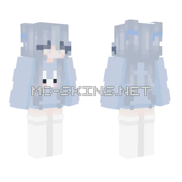 Cute Blue Bunny Girl Minecraft skin, front and back