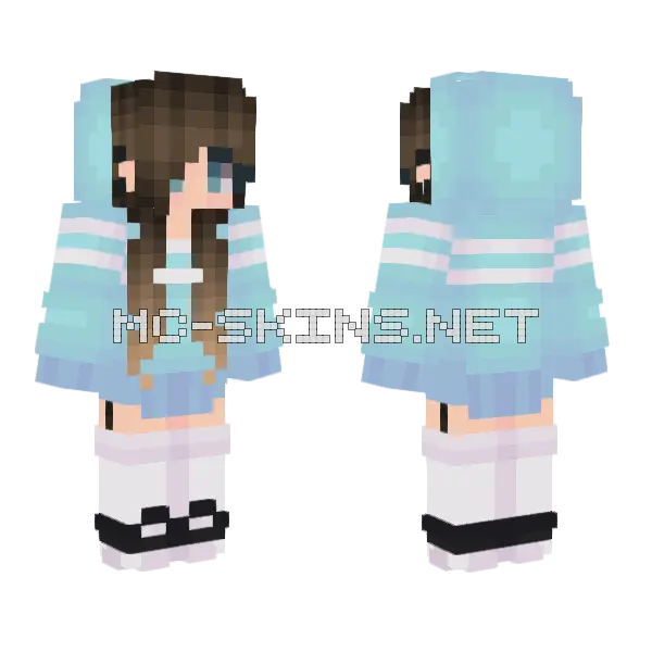 Cute Blue Pajamas Girl Minecraft skin, front and back