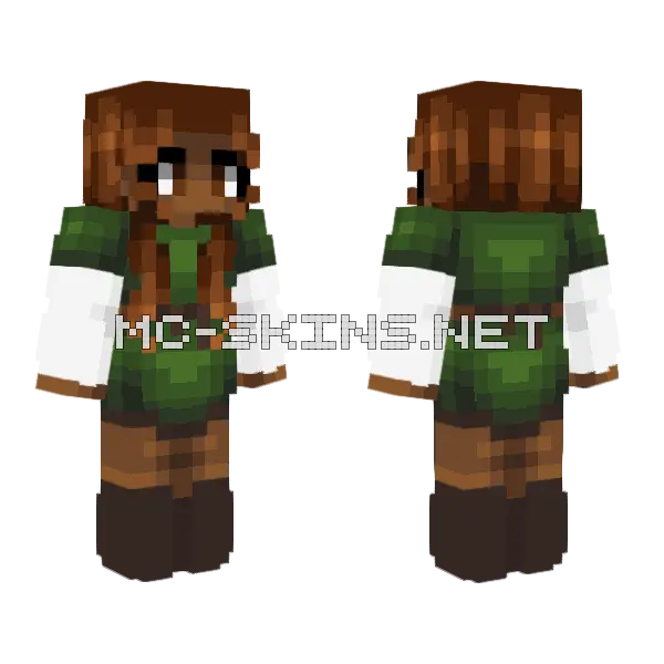 Cute Brunette Farmer Minecraft skin, front and back