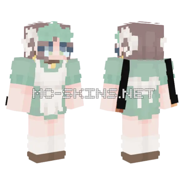 Cute Cafe Girl Minecraft skin, front and back