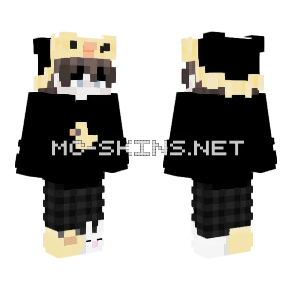 Cute Cat Girl Minecraft skin, front and back