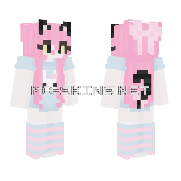 Cute Cat Girl Minecraft skin, front and back