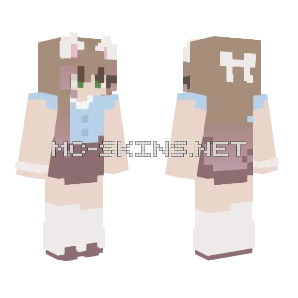 Cute Cat Girl Minecraft skin, front and back