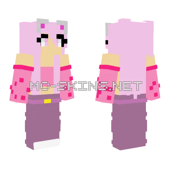 Cute Cat Girly Minecraft skin, front and back