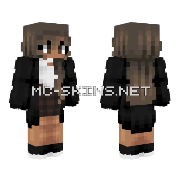 Cute Coffee Gym Girl Minecraft skin, front and back