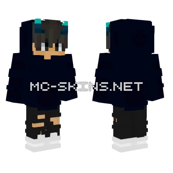Cute Dark Blue Hoodie Minecraft skin, front and back