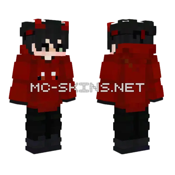 Cute Demon Boy Hoodie Minecraft skin, front and back
